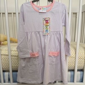 Jellybean Pink Polkadot Dress with Ruffle Pockets